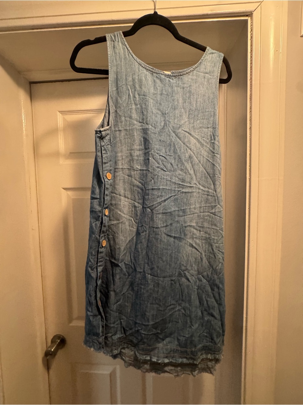 Universal Thread Light Blue Denim Sleeveless Mini Dress with Side Buttons